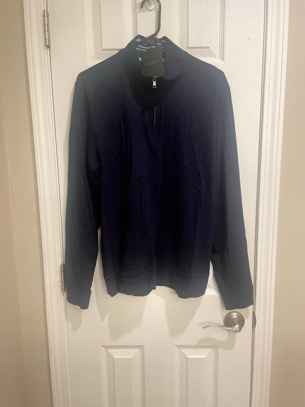 Ted Baker Blue Funnel Neck 1/4 Zip Navy Pullover, A63
